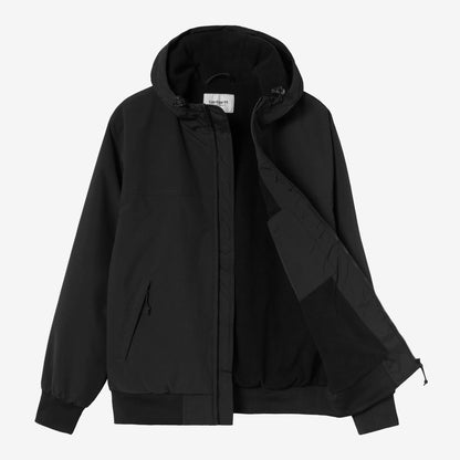 Carhartt WIP Hooded Sail Jacket in Black / White, geöffnet