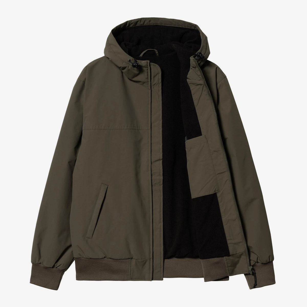 Carhartt WIP Hooded Sail Jacket in Cypress / Black, geöffnet