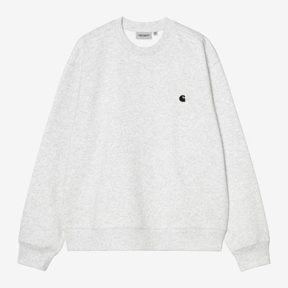 Carhartt WIP Mack Sweat - Ash Heather / Black, Vorderansicht