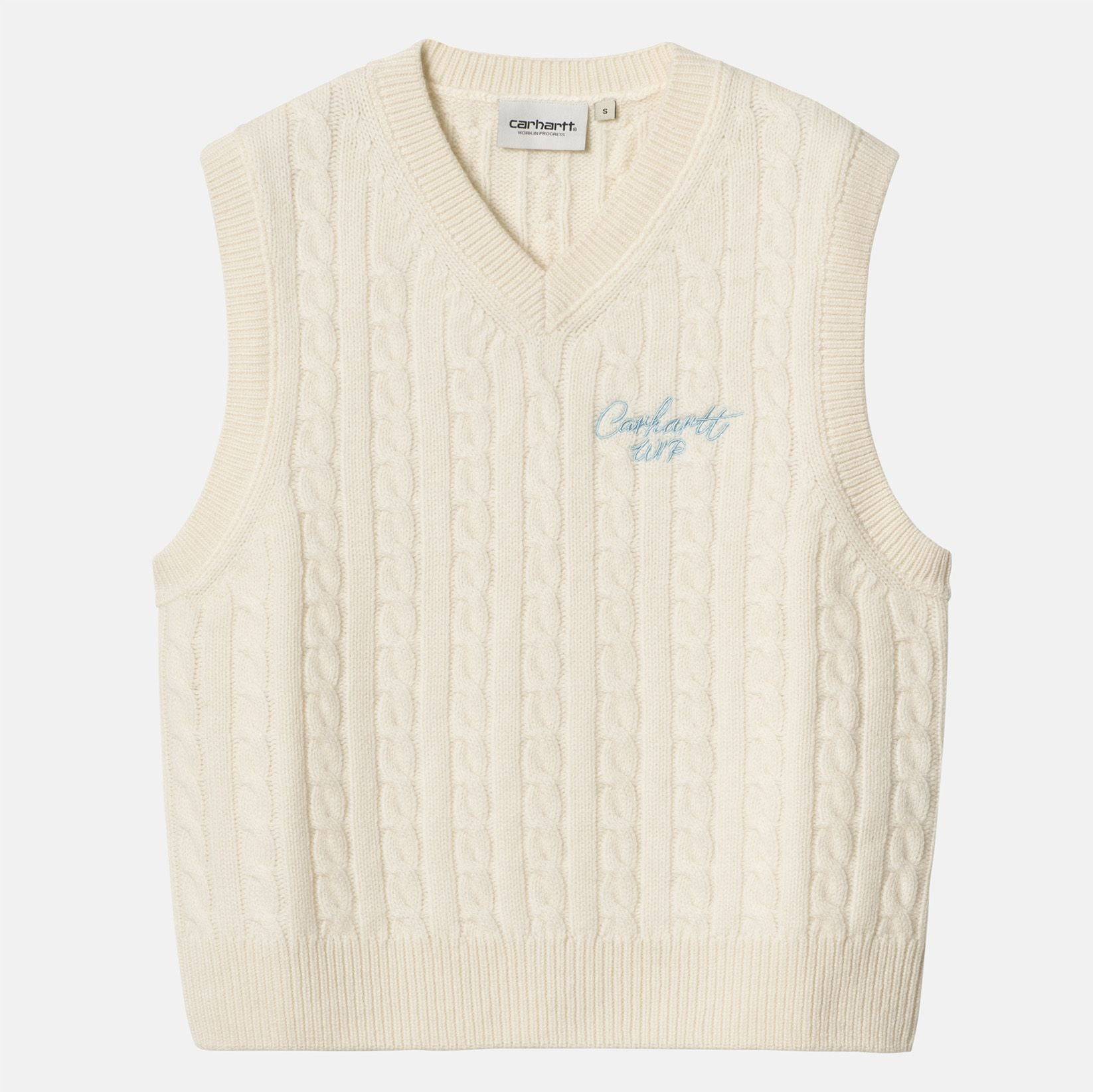 Carhartt WIP Women Signature Vest Sweater - Natural / Dusty Ice - Blowout Skateshop