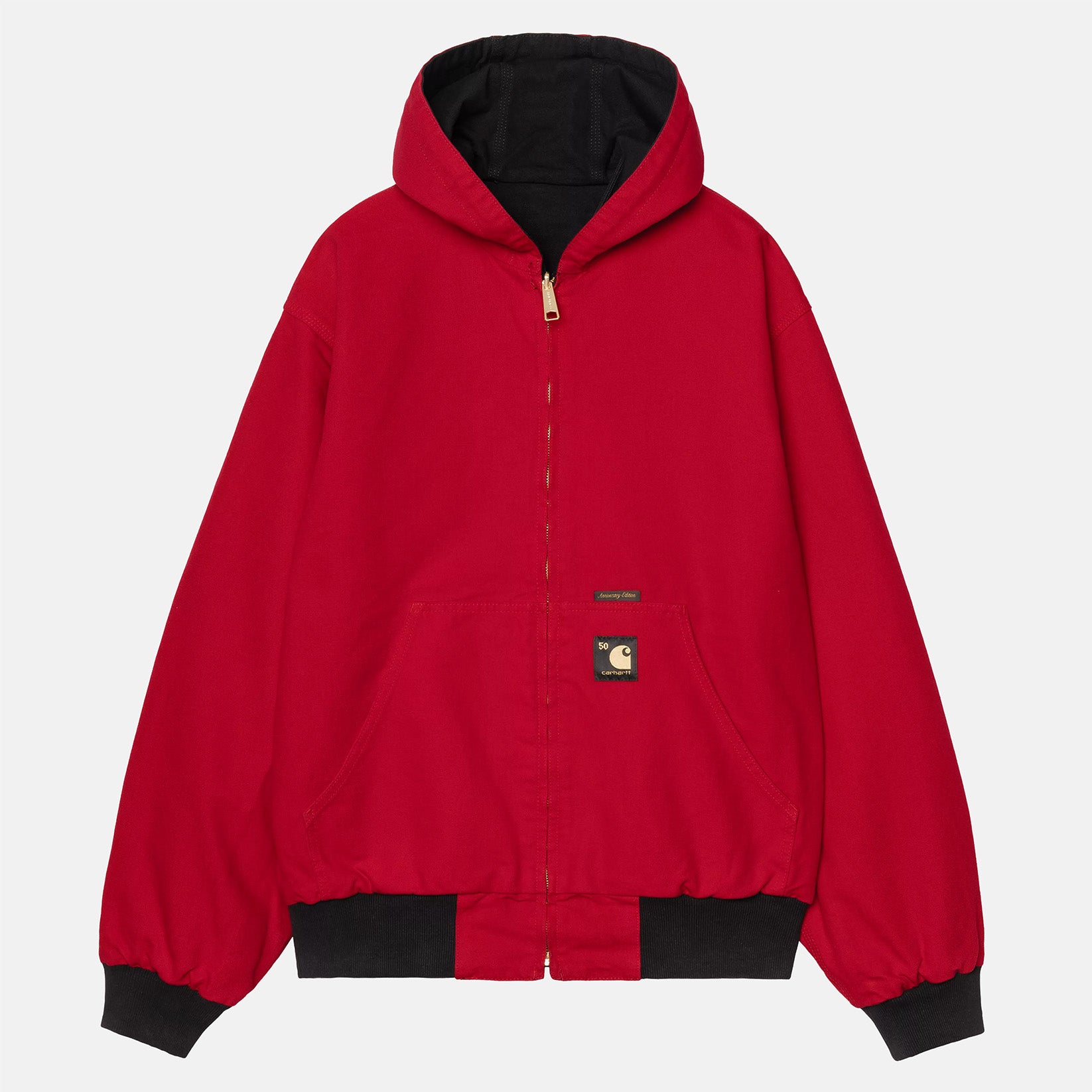 Carhartt WIP 50 Years Anniversary OG Active Canvas Jacke - Black / USA Red Rinsed Schwarz Bild 3
