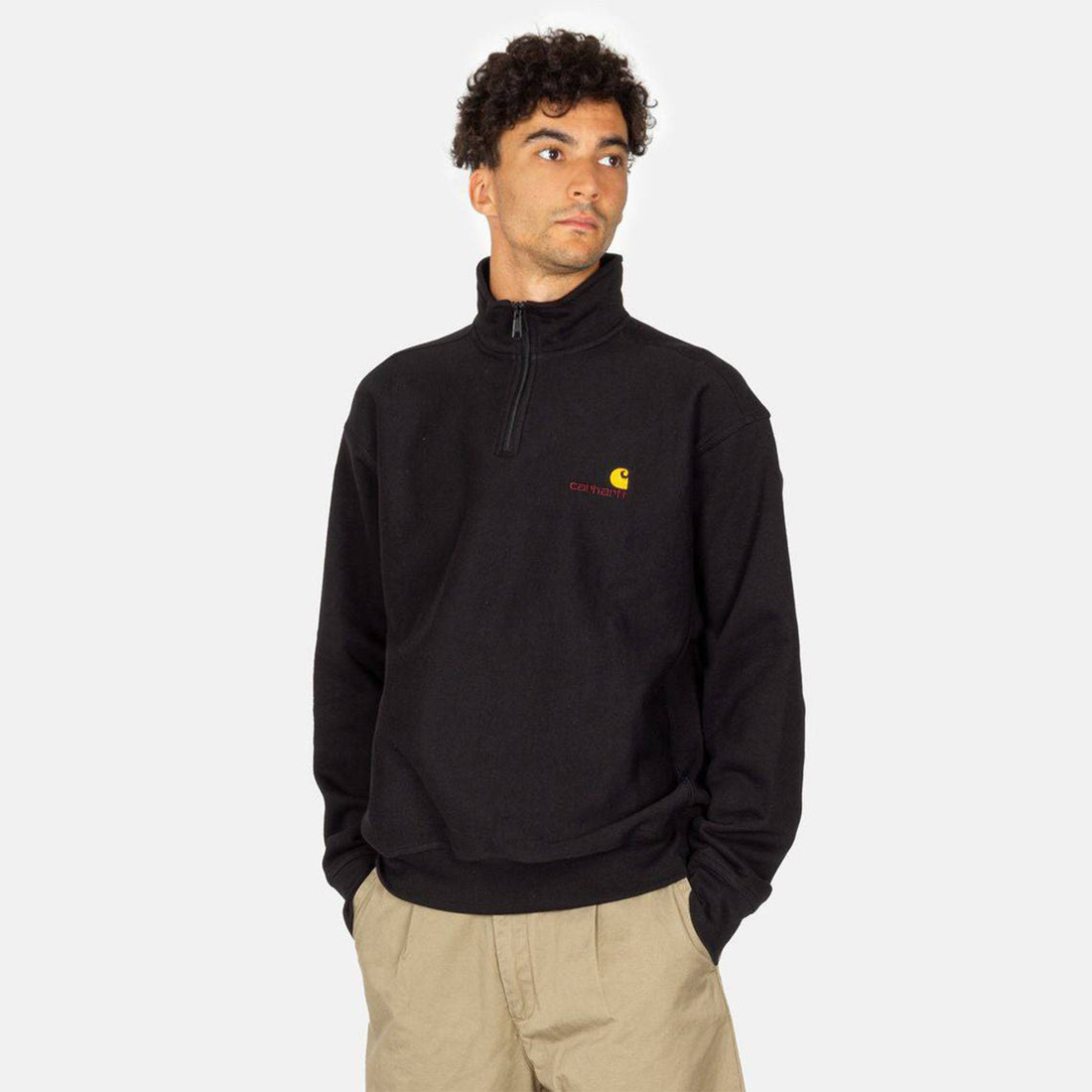 Carhartt WIP American Script Half Zip - Black Schwarz Bild 1