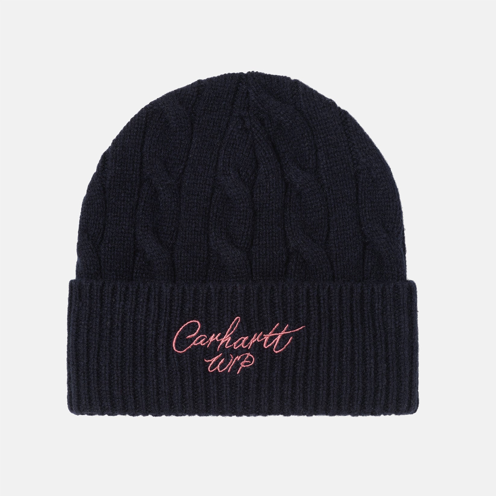 Carhartt WIP Signature Cable Beanie - Deep Night / Glassy Pink Blau Bild 1