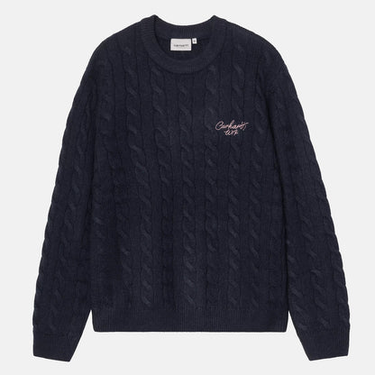 Carhartt WIP Signature Sweater - Deep Night / Glassy Pink Blau Bild 1