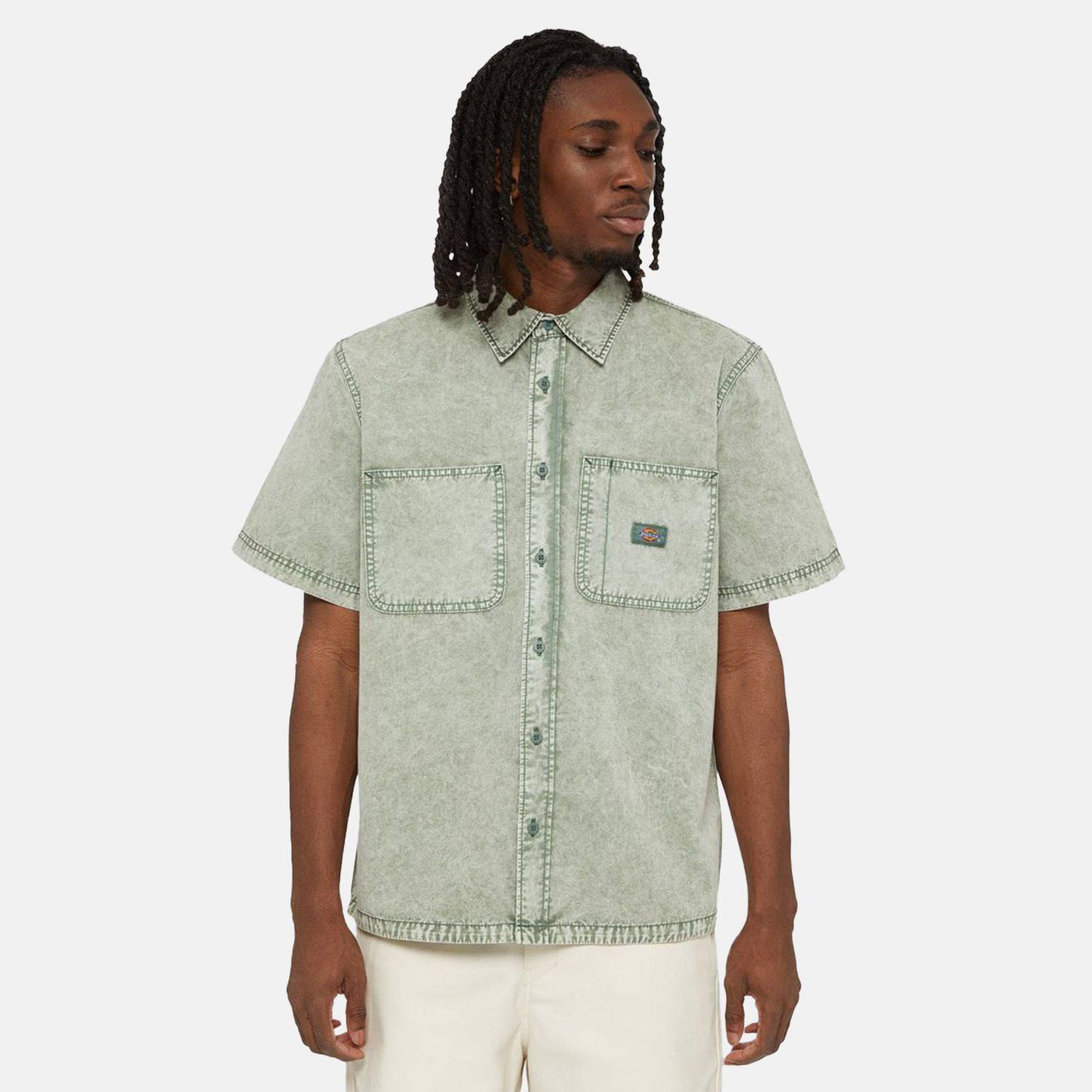 Dickies Newington Shortsleeve Shirt - Double Dye / Acid Wash Forest - Blowout Skateshop