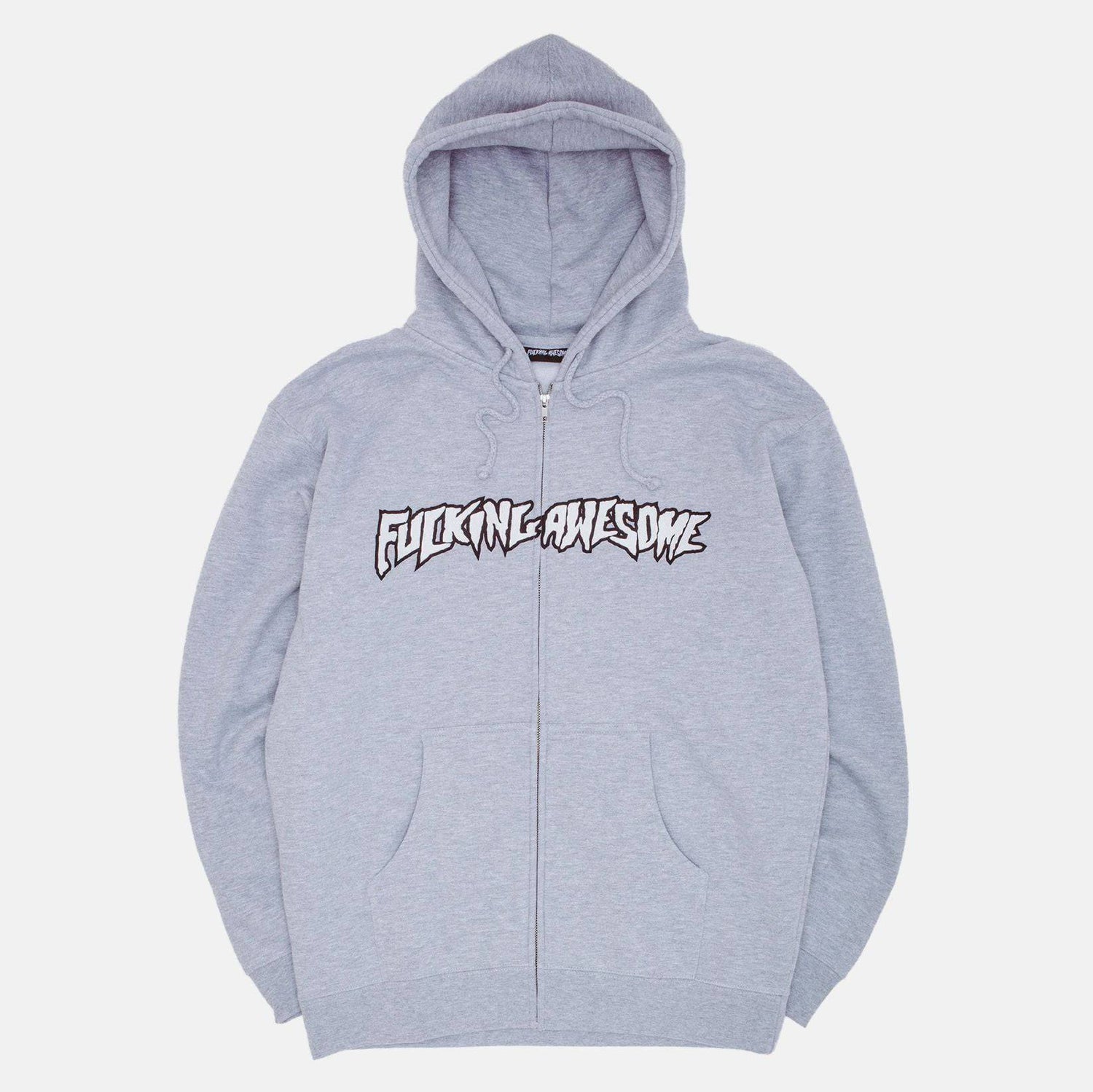 Fucking Awesome Stamp Logo Zip Hoodie - Heather Grey - Blowout Skateshop