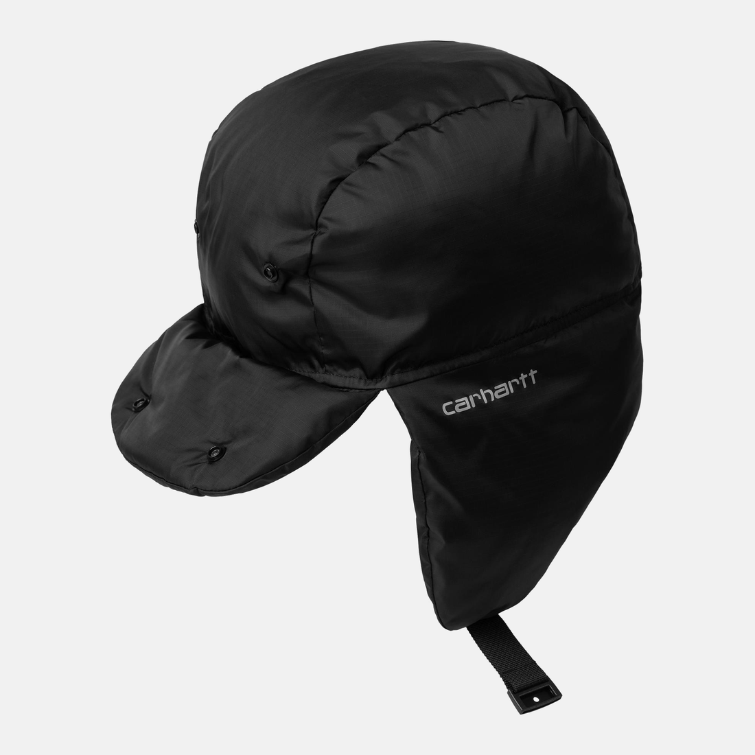Carhartt WIP Ardon Ear Guard Cap - Black / Shady Grey – Weitere Ansicht mit geöffnetem Schirm