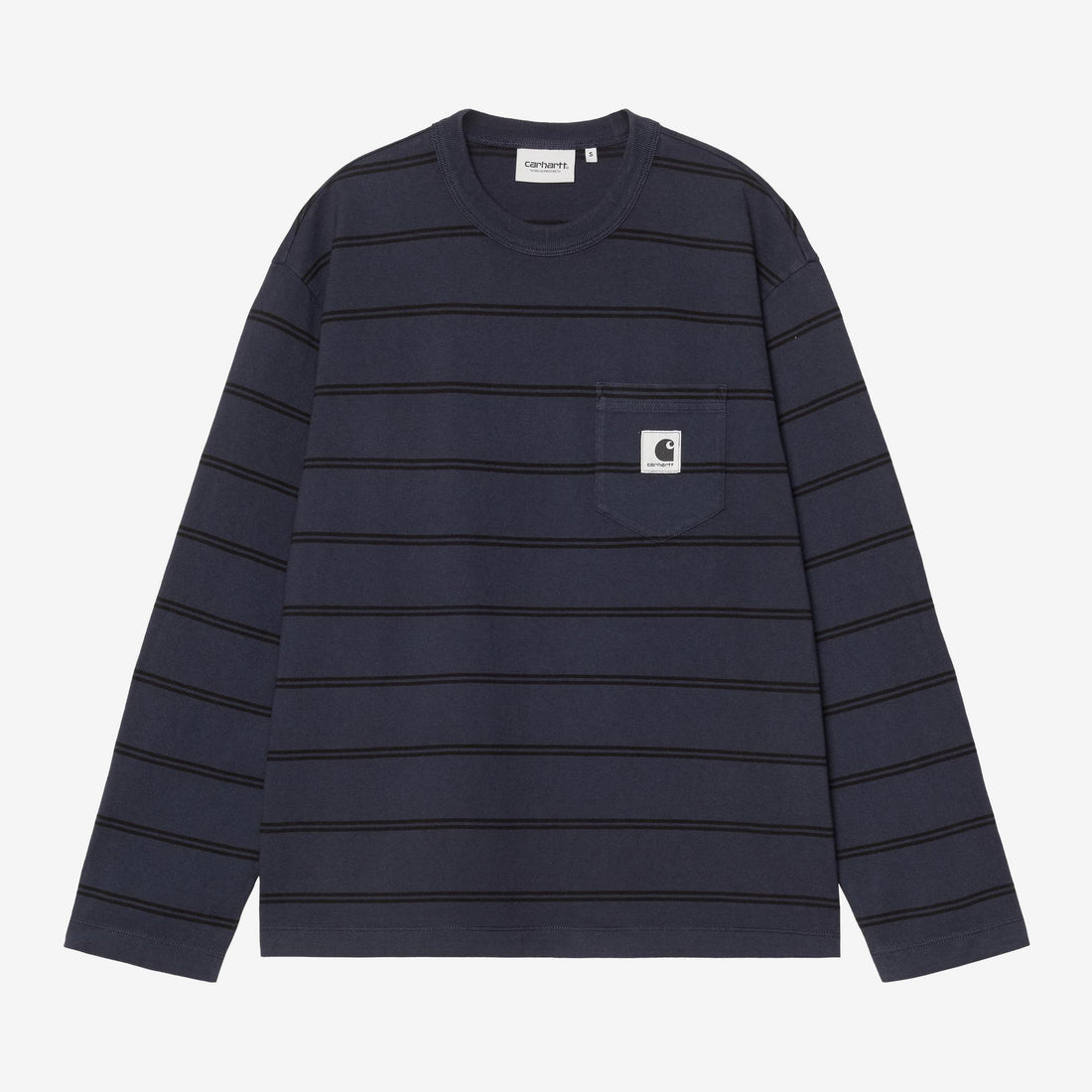 Carhartt WIP W´ Cardona Pocket Longsleeve - Cardona Stripe, Natural / Dark Navy, Vorderansicht
