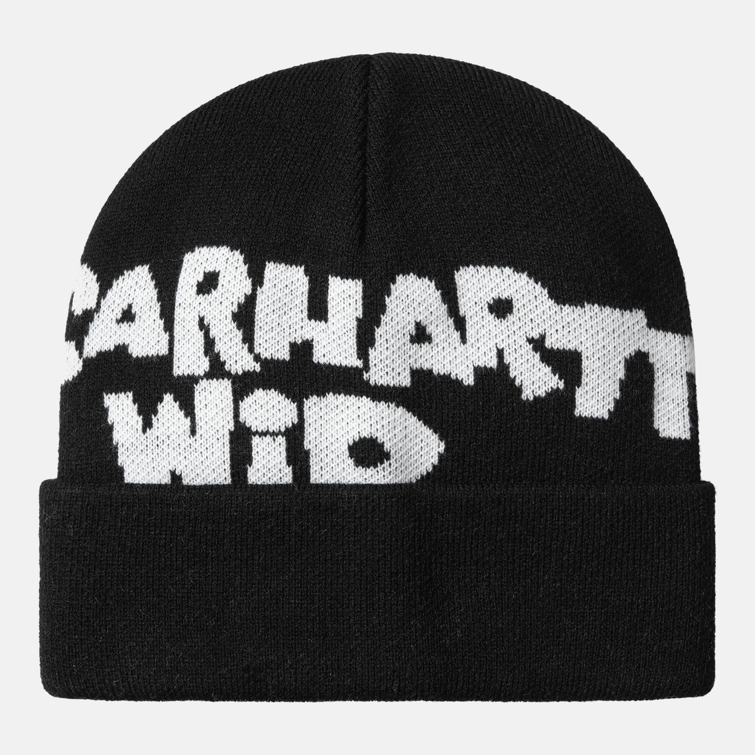 Carhartt WIP Cut Out Beanie - Black / White – Vorderansicht