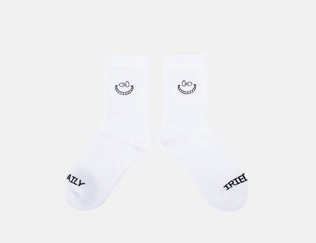 Iriedaily Grin Cat Sock - White - Blowout Skateshop