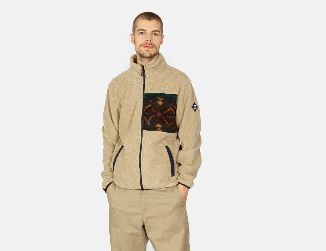 Iriedaily Wonderer Fleece Track Jacket - Khaki - Blowout Skateshop