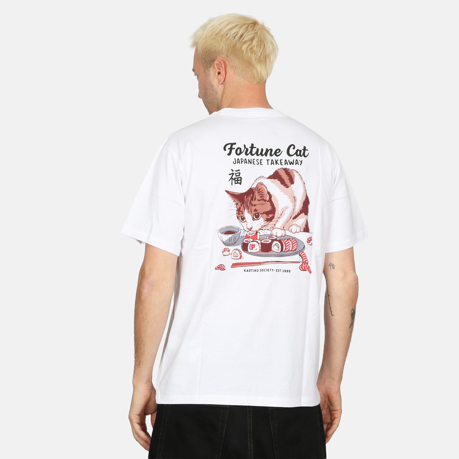 Kaotiko Fortune Cat T-Shirt - White Weiß Bild 1