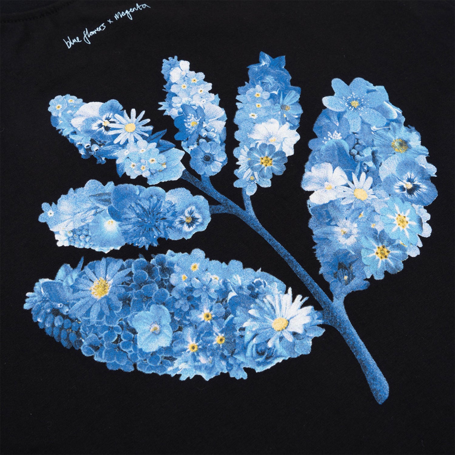 Magenta x Blue Flowers T-Shirt - Black Schwarz Bild 3