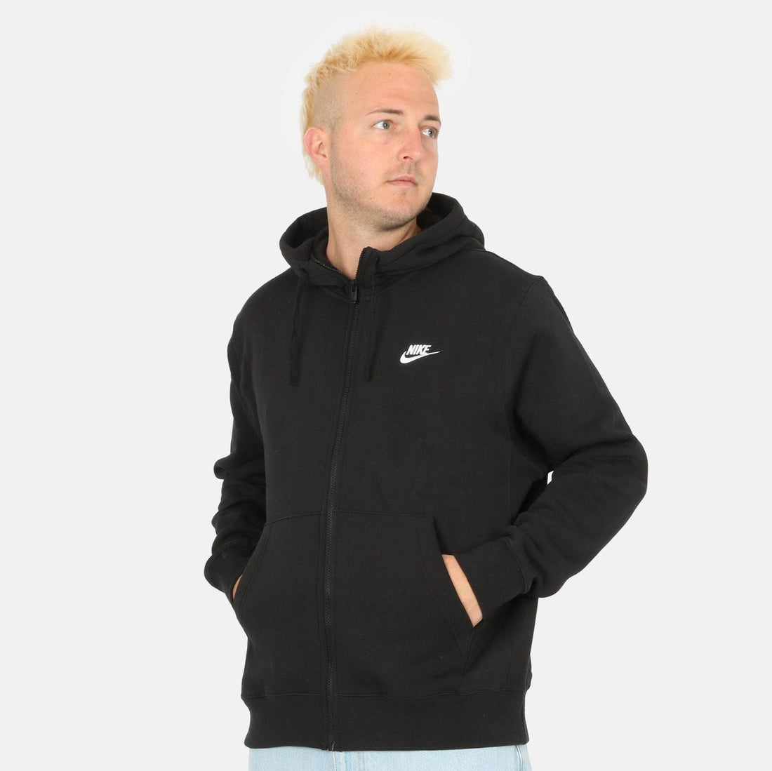 Nike SB Club Fleece Zip Hoodie - Black - Blowout Skateshop