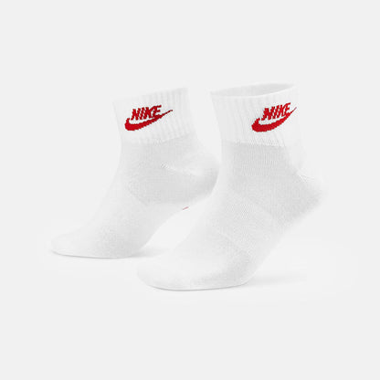 Nike SB Essentials Ess A Socks 3-Pair - White / Red - Blowout Skateshop