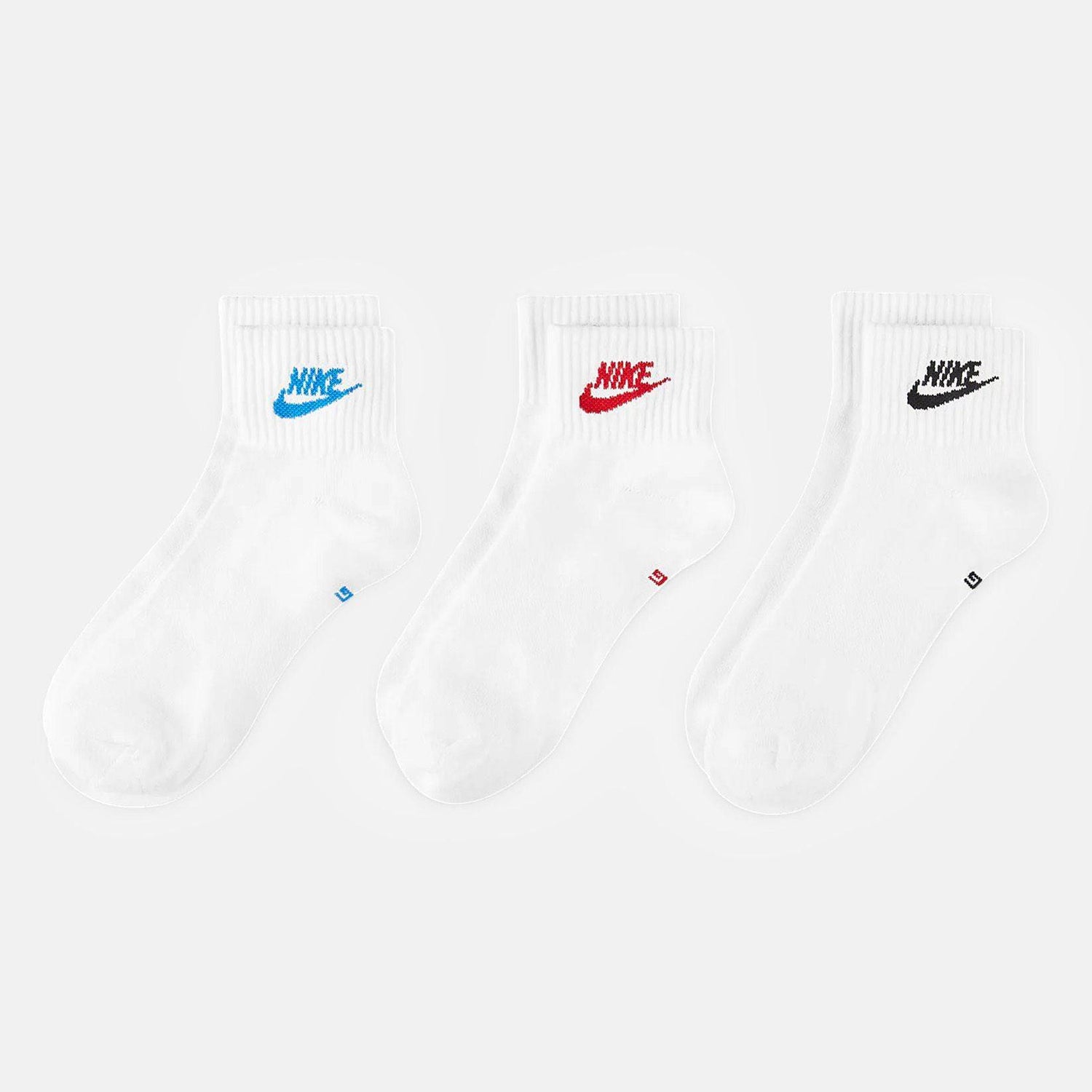 Nike SB Essentials Ess A Socks 3-Pair - White / Red - Blowout Skateshop