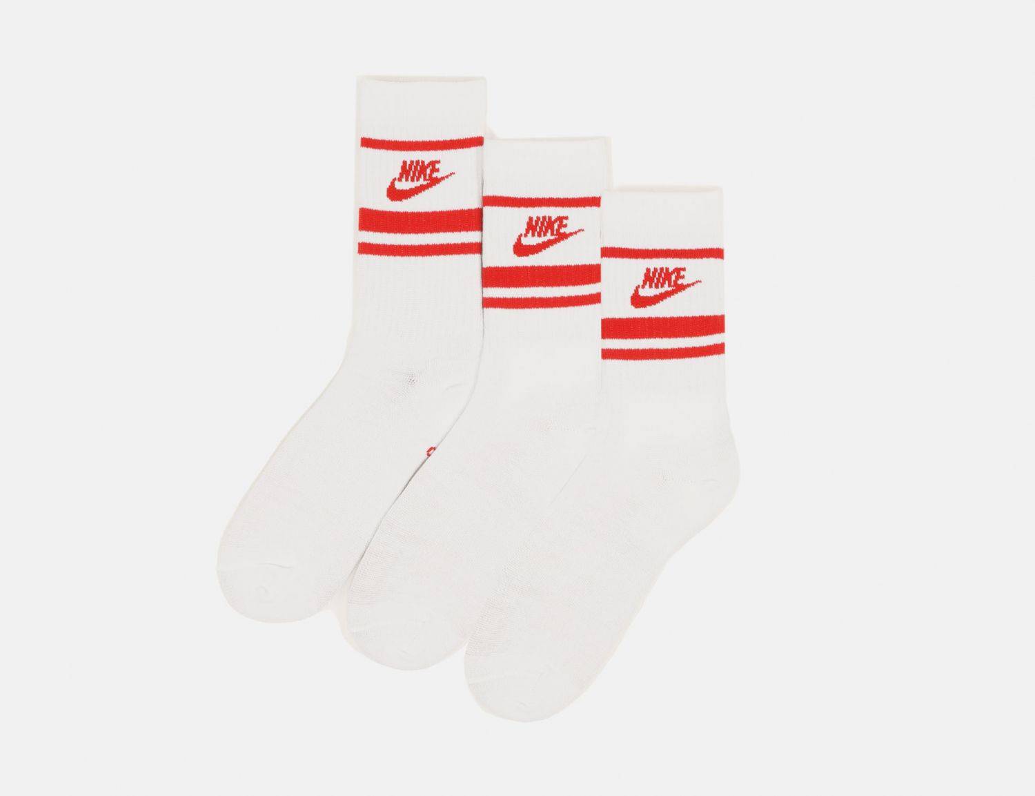 Nike SB Everyday Essential Crew Socke 3-Pair - White / Red - Blowout Skateshop