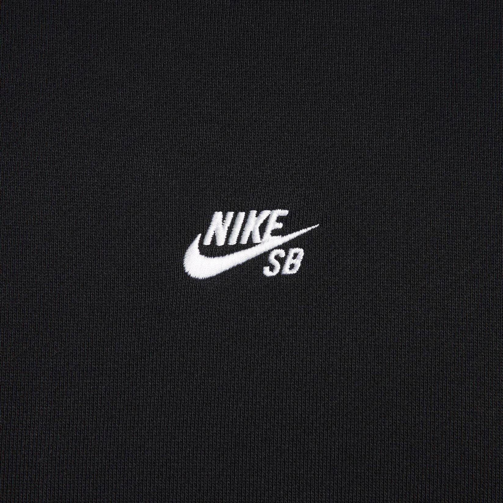 Nike SB Fleece Essential Logo Pullover - Black / White - Blowout Skateshop