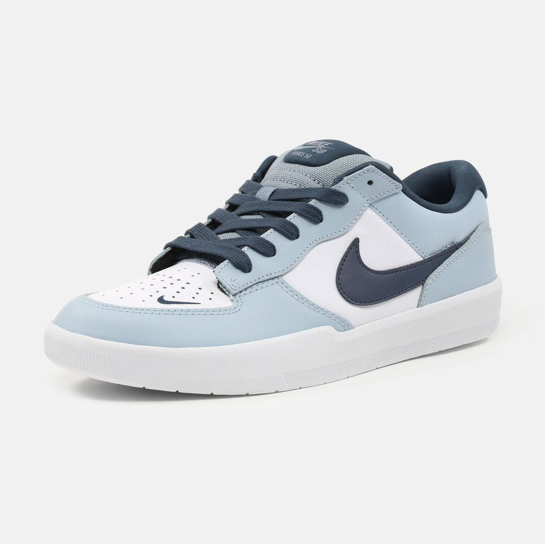 Nike SB Force 58 Premium Leather Sneaker - White / Thunder Blue - Blowout Skateshop