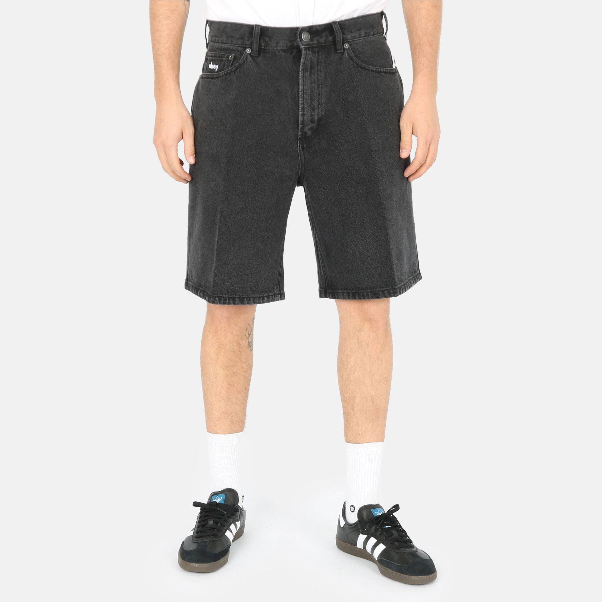 Obey Bigwig Baggy Denim Short - Faded Black - Blowout Skateshop