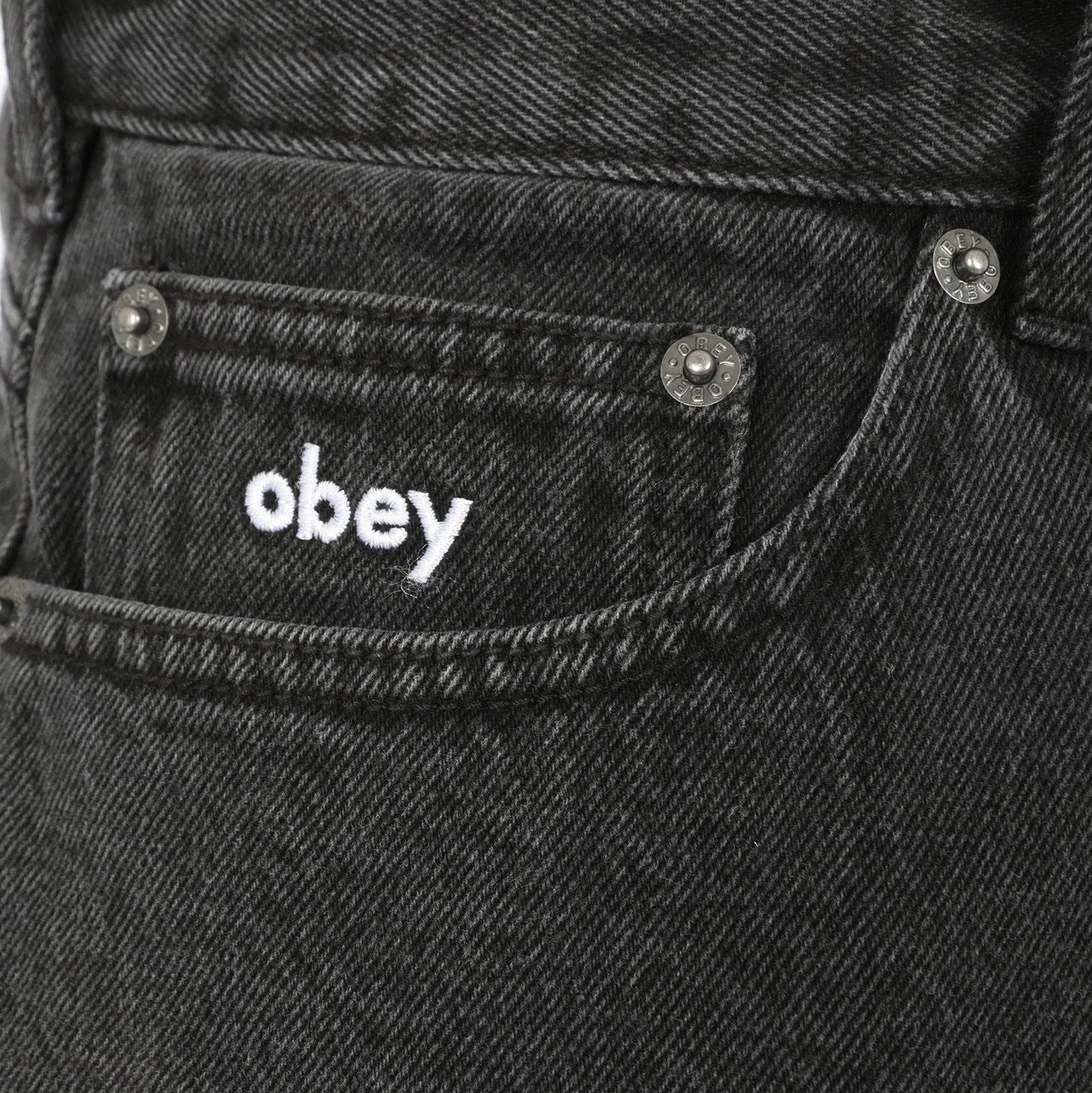 Obey Bigwig Baggy Denim Short - Faded Black - Blowout Skateshop