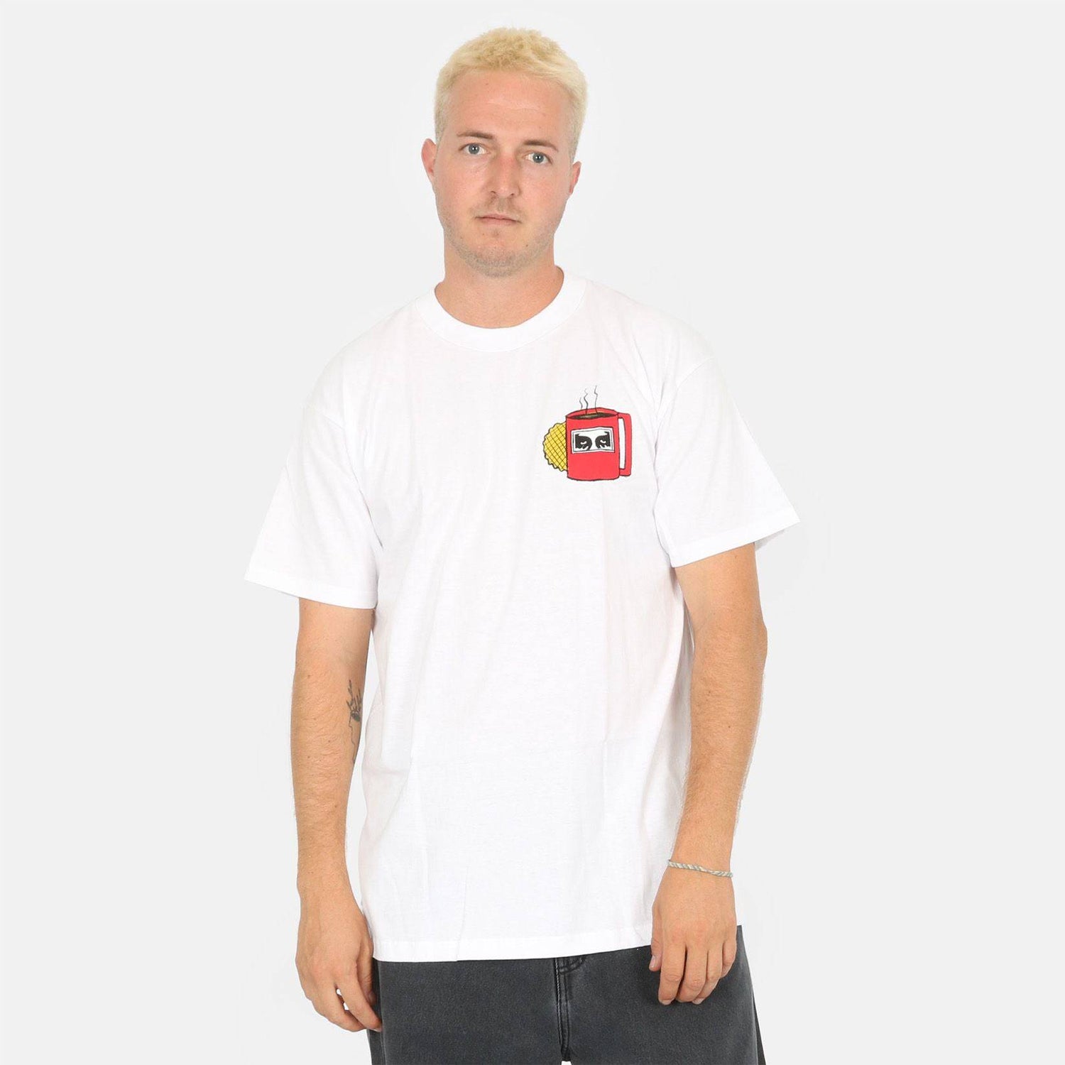 Obey Coffee Cup T-Shirt - White - Blowout Skateshop