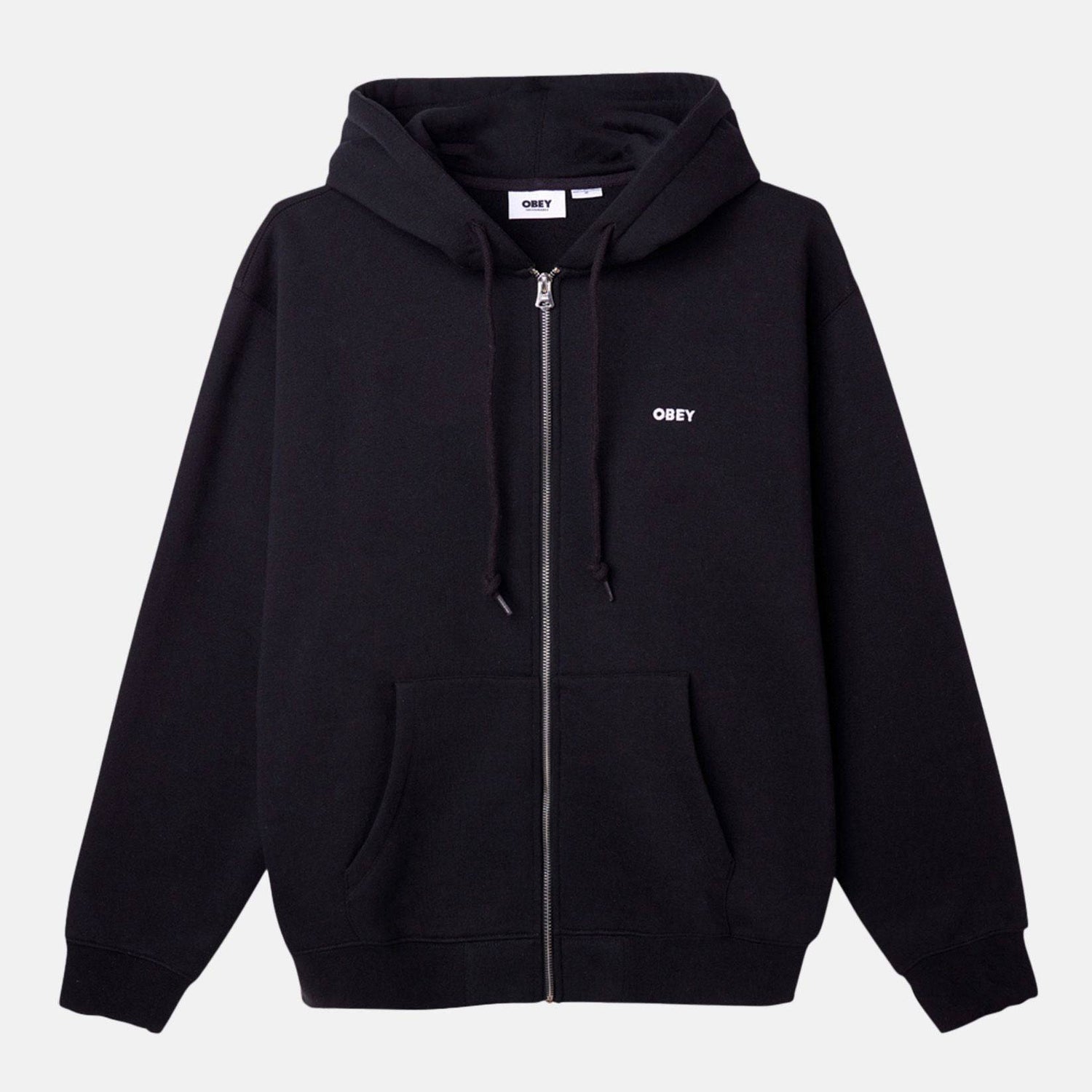 Obey Established Works Bold Zip Hoodie - Black - Blowout Skateshop