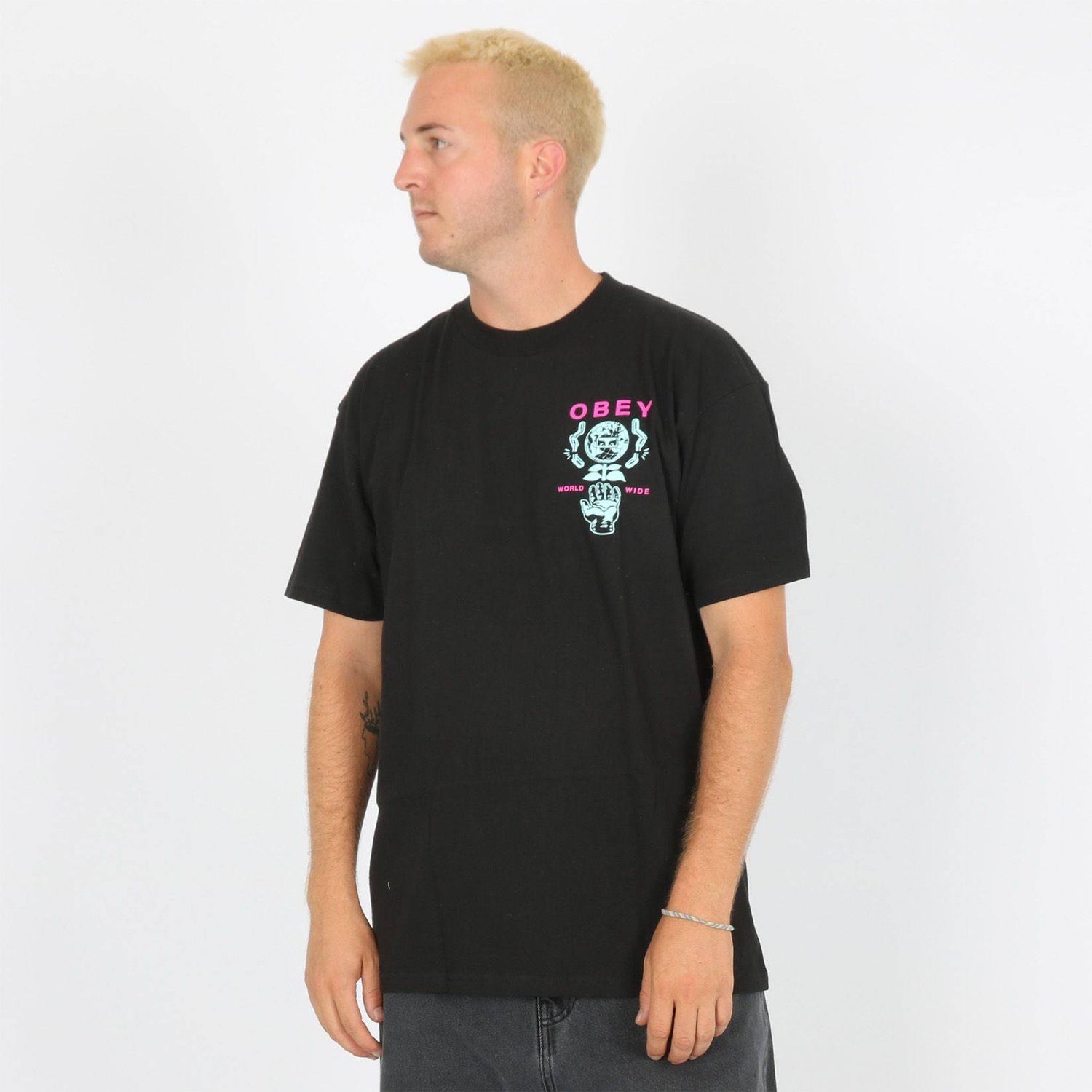 Obey Helping Hand T-Shirt - Black - Blowout Skateshop