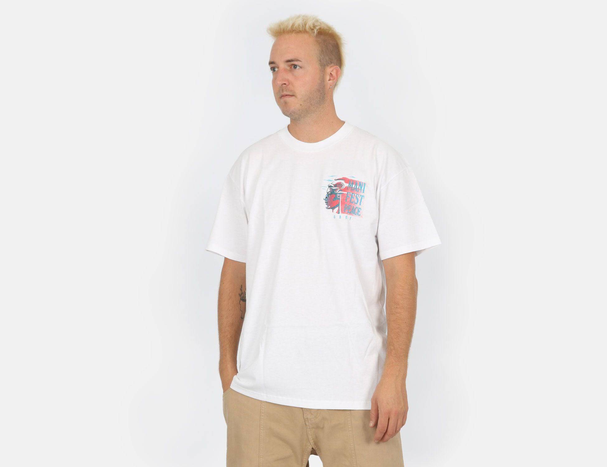 Obey Manifest Peace T-Shirt - White - Blowout Skateshop