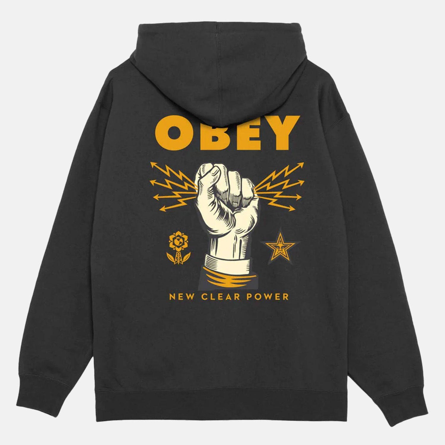 Obey New Clear Power Fleece Hoodie - Black - Blowout Skateshop