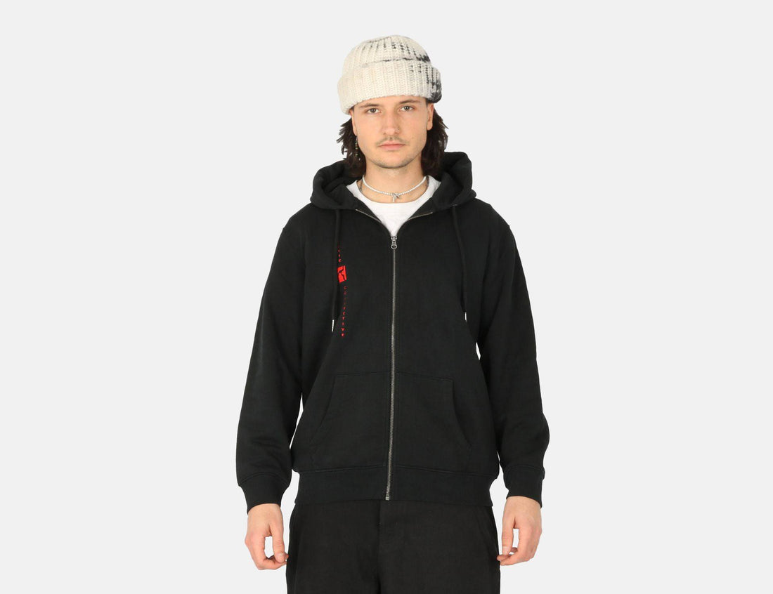 Poetic Collective Embroidery Zip Hoodie - Black / Red - Blowout Skateshop