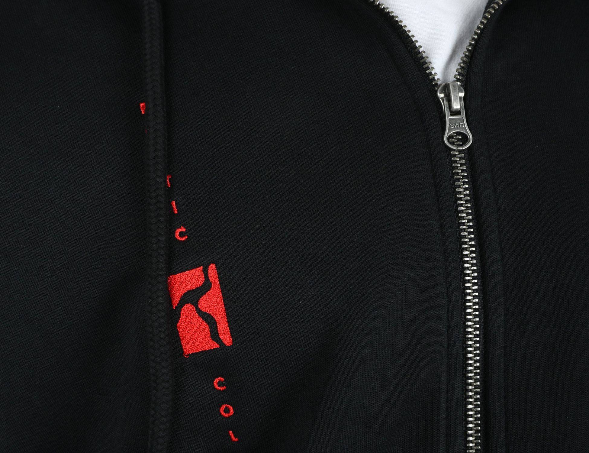 Poetic Collective Embroidery Zip Hoodie - Black / Red - Blowout Skateshop