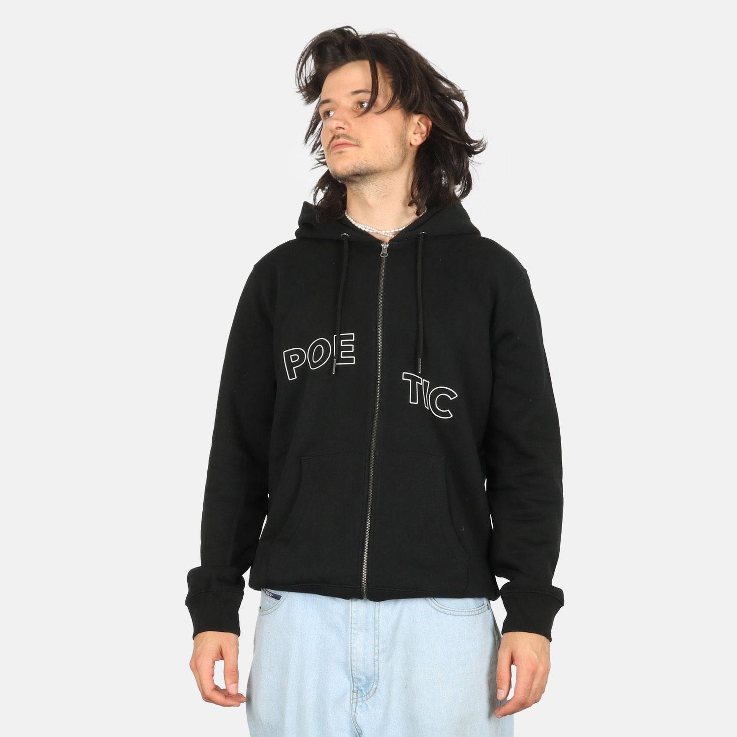 Poetic Collective Poetic Outline Zip Hoodie - Black - Blowout Skateshop