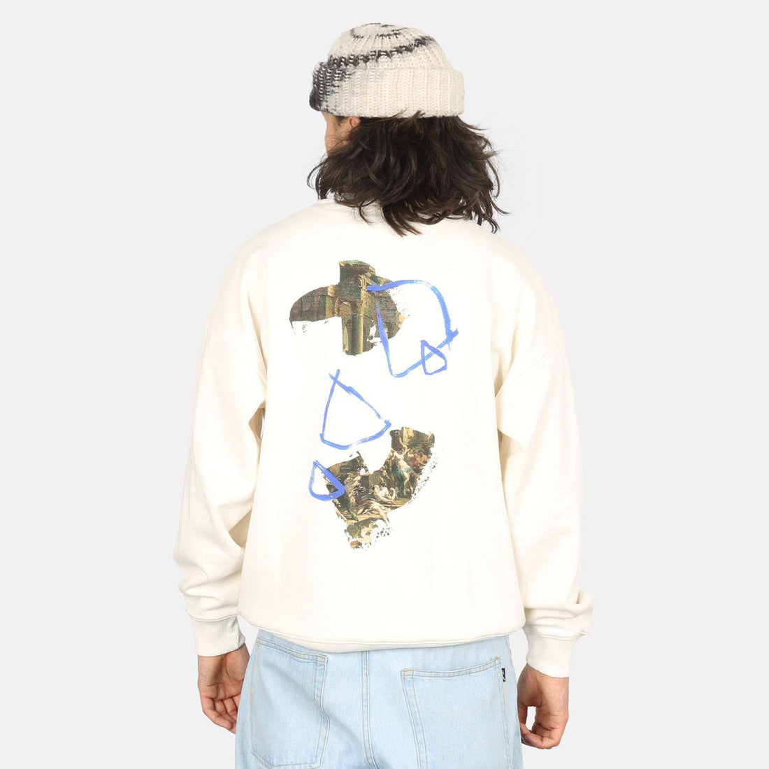 Poetic Collective Strokes Crewneck Sweatshirt - Ivory - Blowout Skateshop