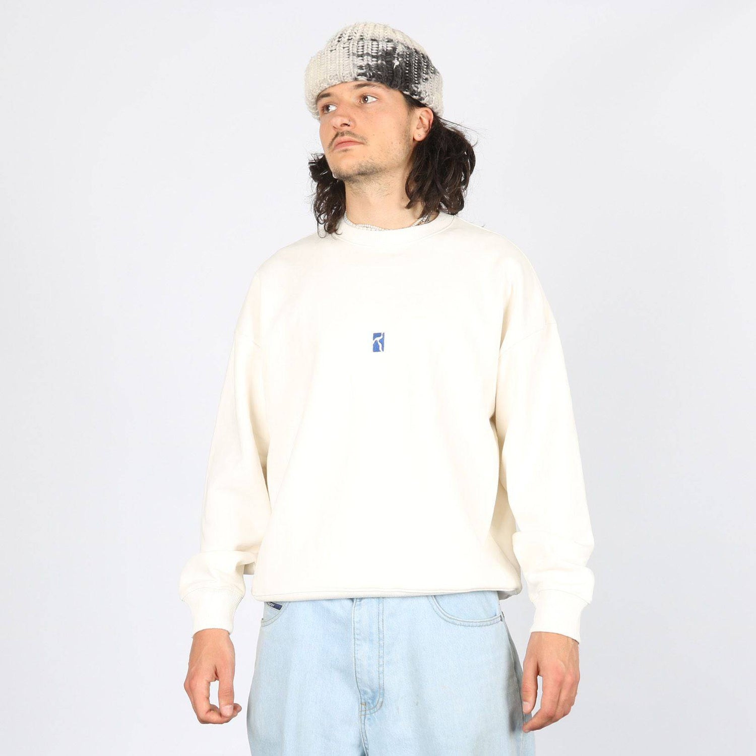 Poetic Collective Strokes Crewneck Sweatshirt - Ivory - Blowout Skateshop