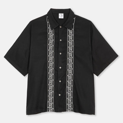 Polar Skate Co. Bowling Shirt | Double P - Black/White - Blowout Skateshop