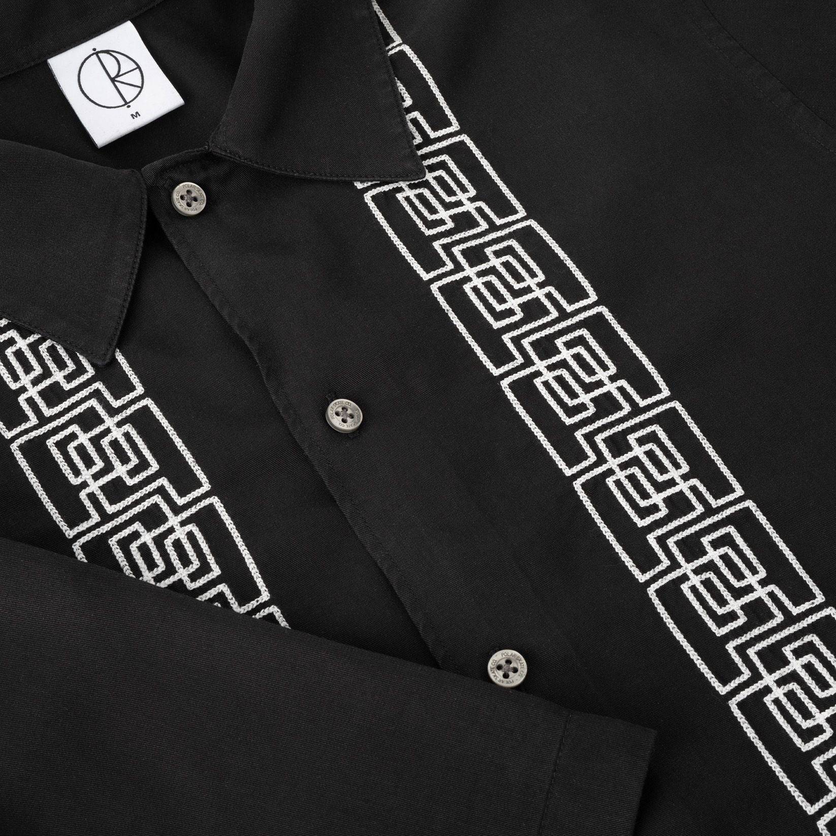 Polar Skate Co. Bowling Shirt | Double P - Black/White - Blowout Skateshop