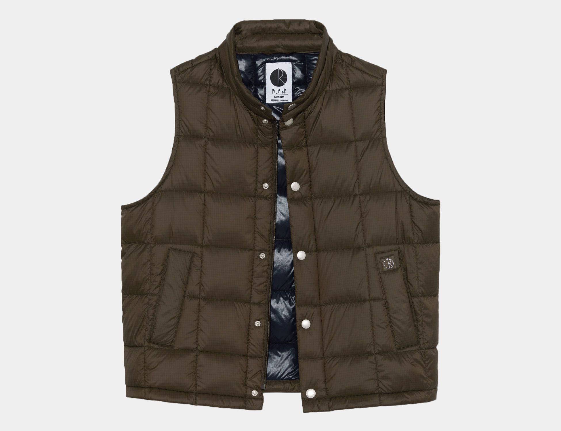 Polar Skate Co. Lightweight Puffer Vest - Brown - Blowout Skateshop