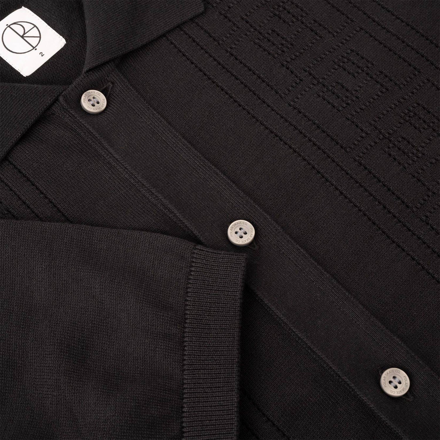 Polar Skate Co. Miles SS Cardigan | Double P - Black - Blowout Skateshop