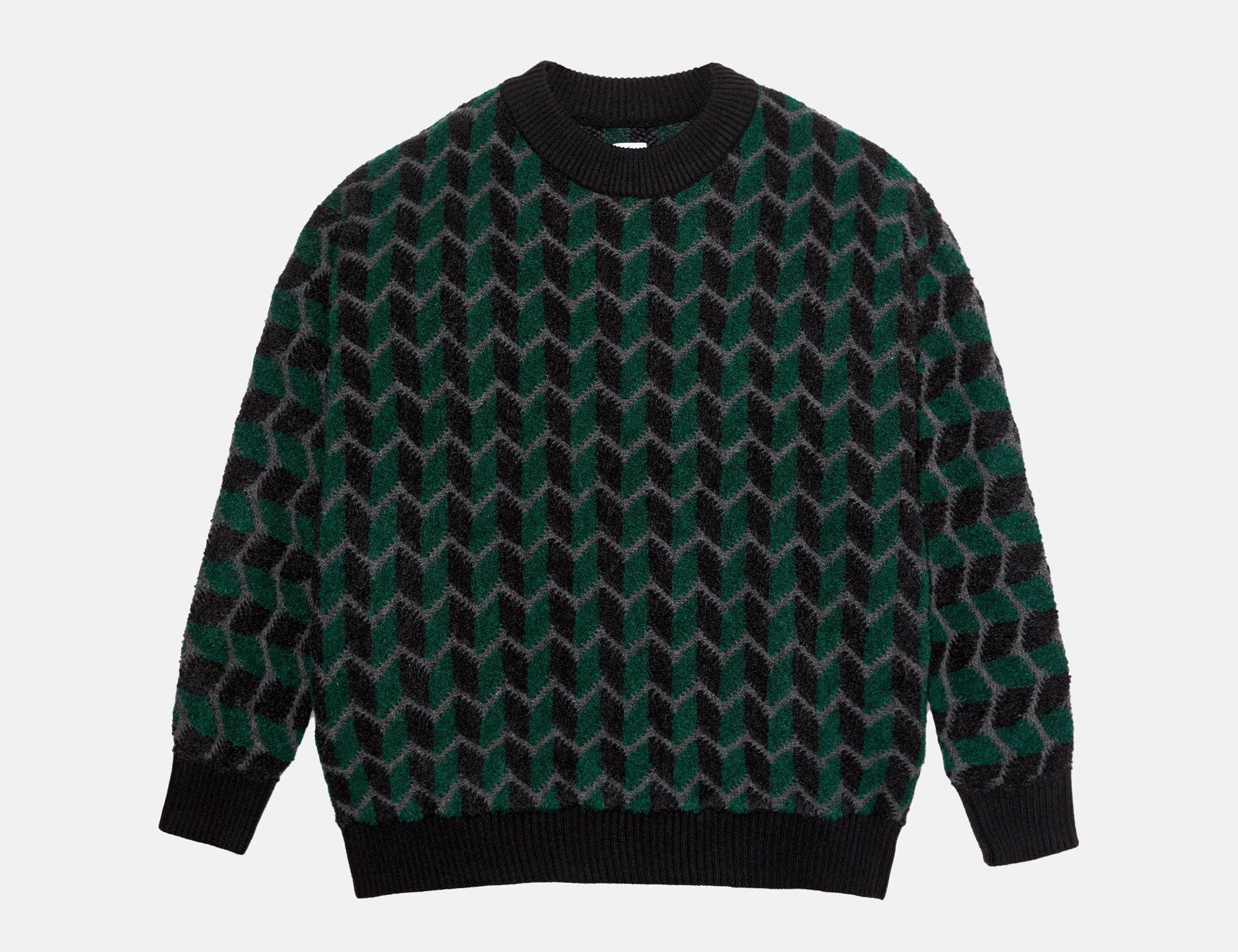 Polar Skate Co. Zig Zag Knit Pullover  - Black / Dark Teal - Blowout Skateshop