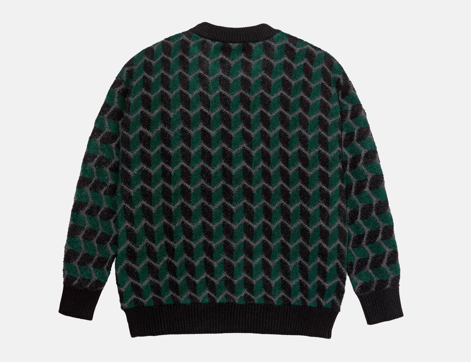 Polar Skate Co. Zig Zag Knit Pullover  - Black / Dark Teal - Blowout Skateshop