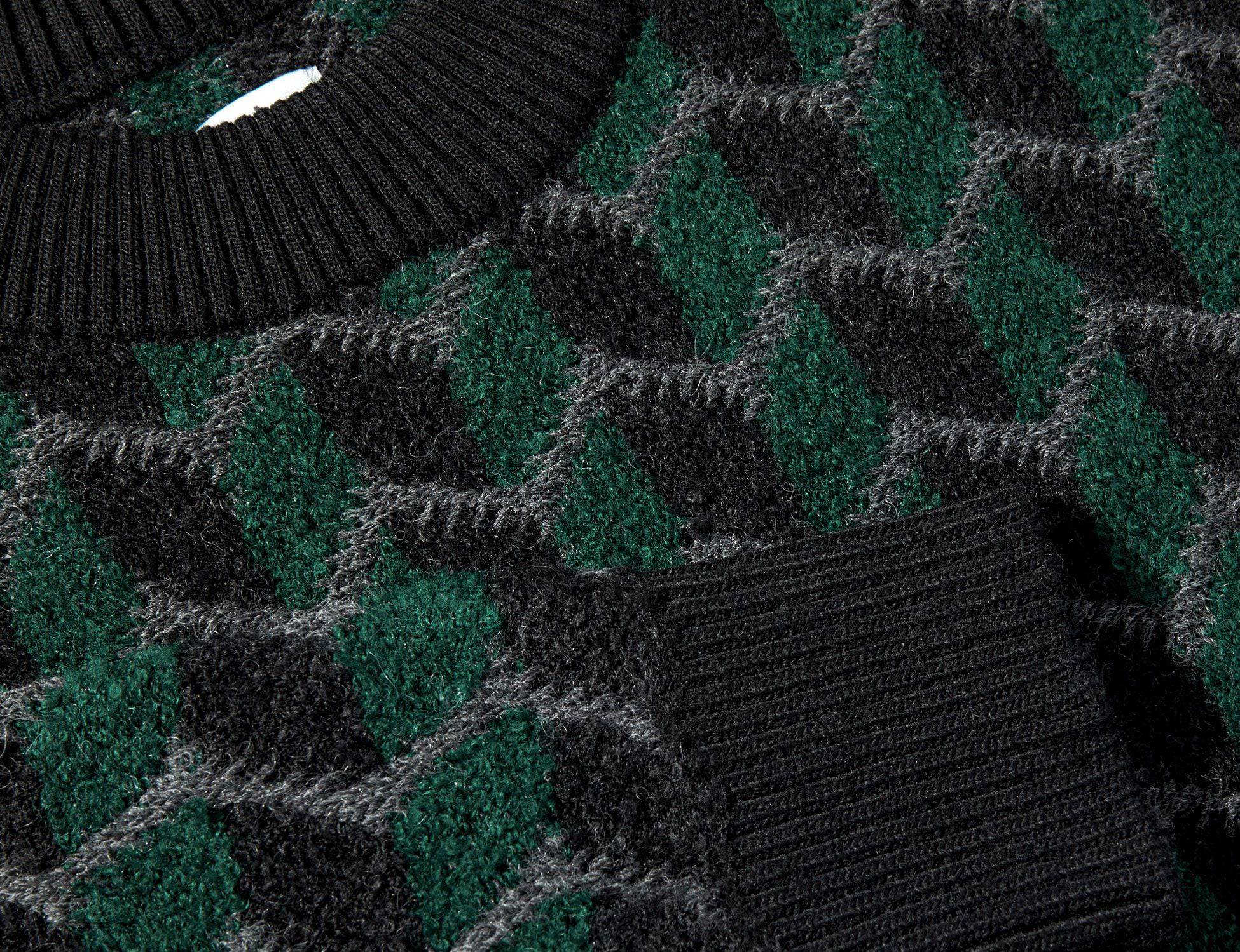 Polar Skate Co. Zig Zag Knit Pullover  - Black / Dark Teal - Blowout Skateshop