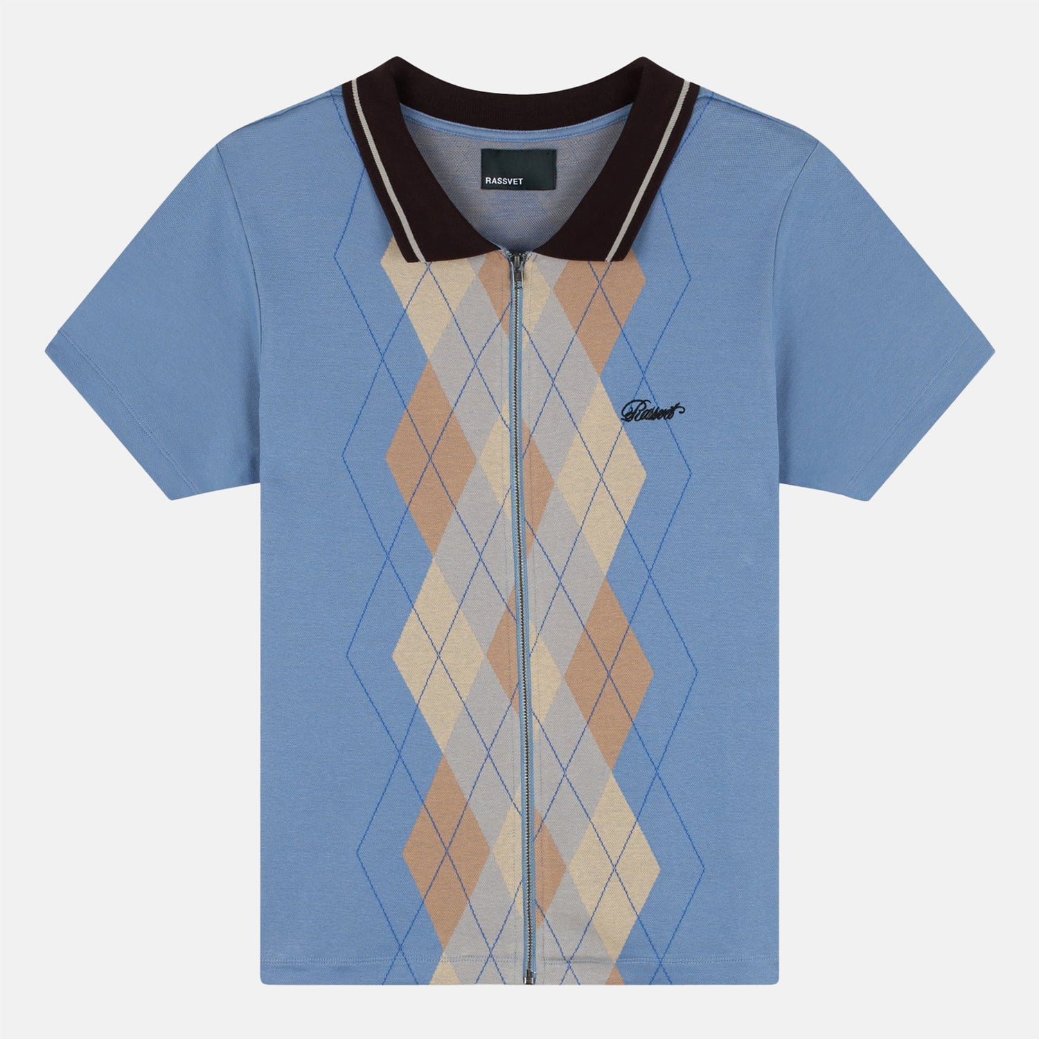 Rassvet Argyle Zip Polo Knit - Blue Blau Bild 1