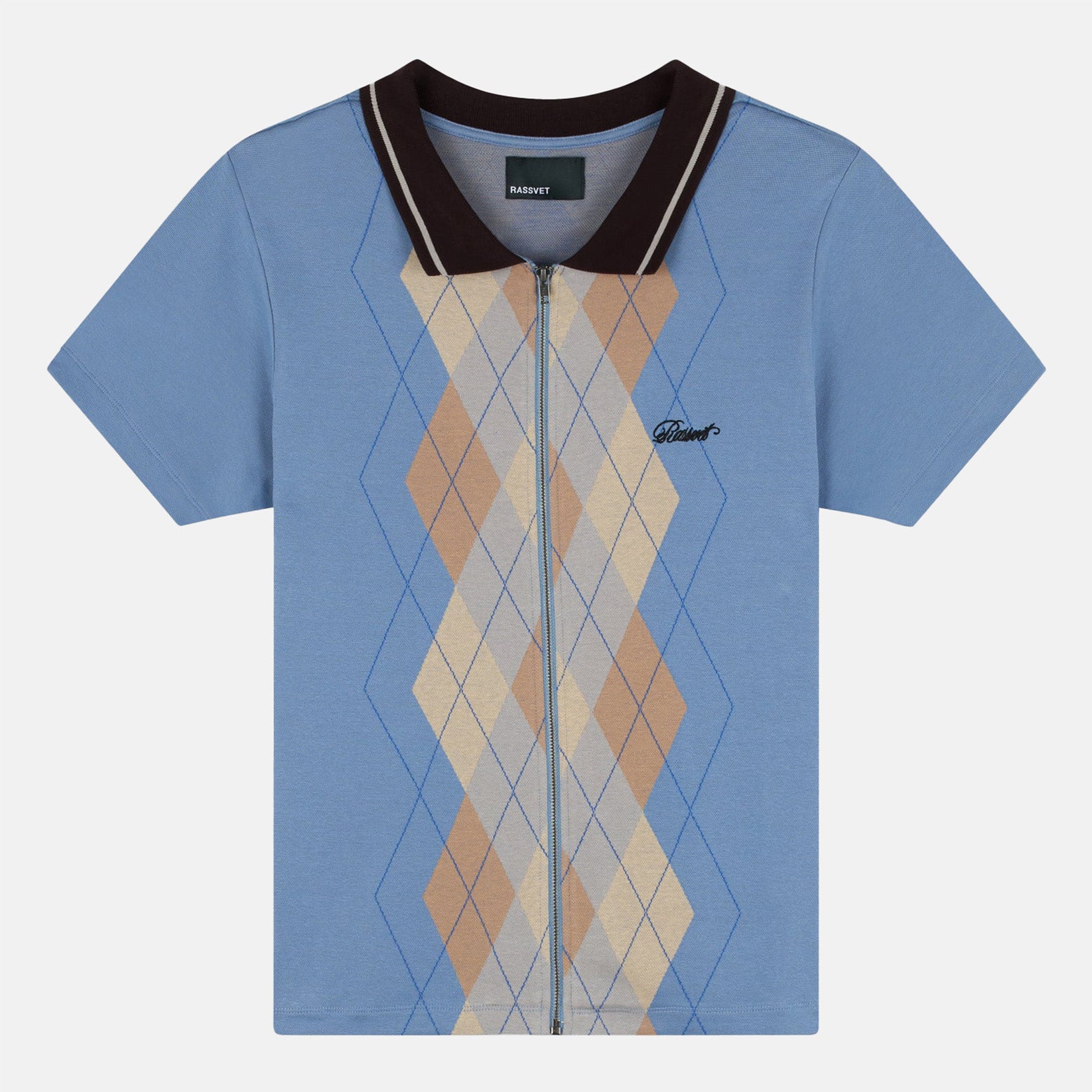 Rassvet Argyle Zip Polo Knit - Blue Blau Bild 1