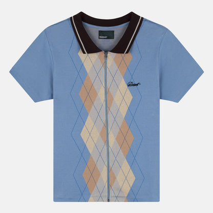 Rassvet Argyle Zip Polo Knit - Blue Blau Bild 1