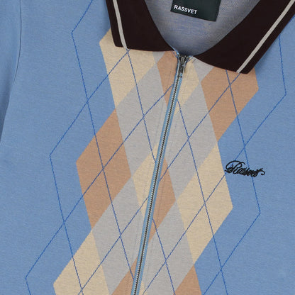 Rassvet Argyle Zip Polo Knit - Blue Blau Bild 2