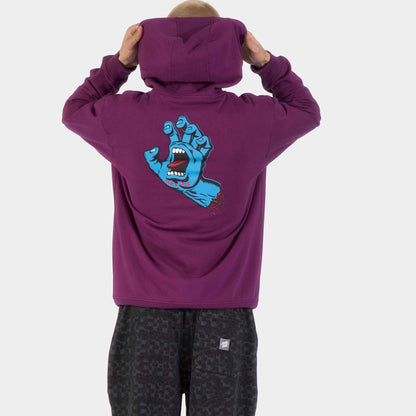 Santa Cruz Screaming Hand Chest Hoodie - Fresh Purple, model hinten mit aufgezogener kapuze