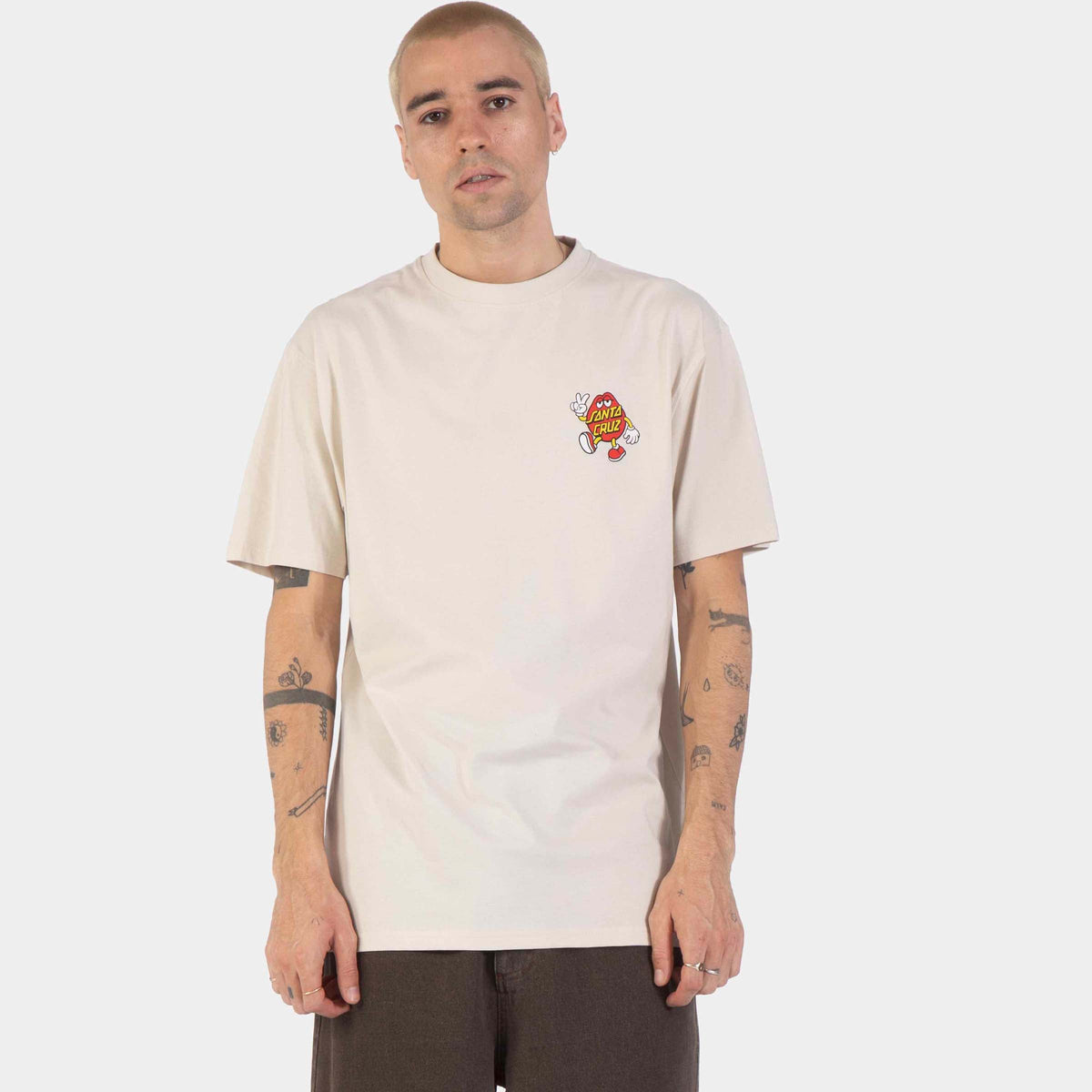 Santa Cruz Dot Dudes T-Shirt - Warm Grey, model vorne