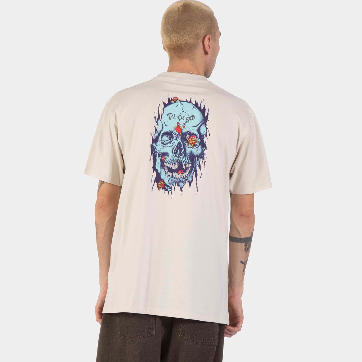 Santa Cruz Dot Dudes T-Shirt - Warm Grey, model hinten