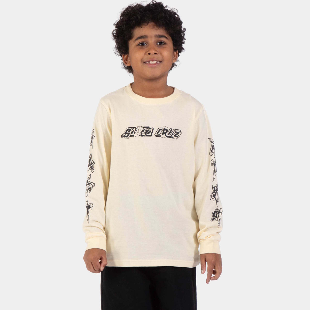 Santa Cruz Youth Pay Off Strip Long Sleeve T-Shirt - Wax Paper, model vorne